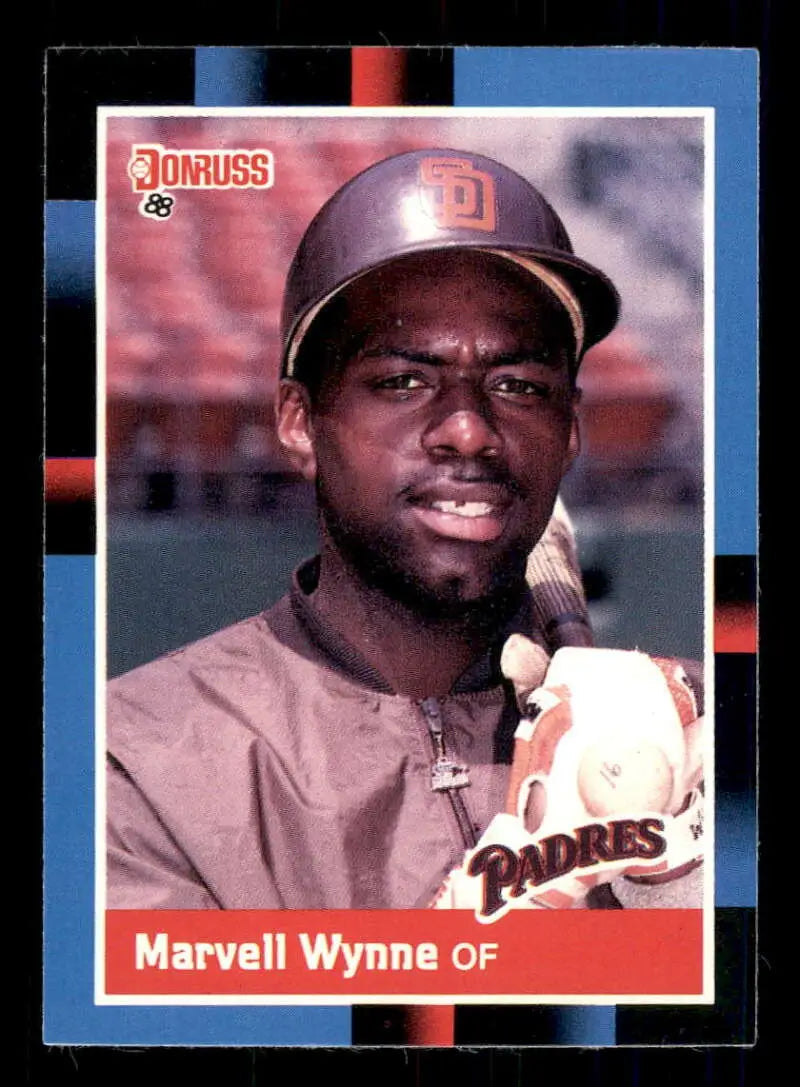 1988 Donruss Marvell Wynne baseball card featuring San Diego Padres in brown uniform