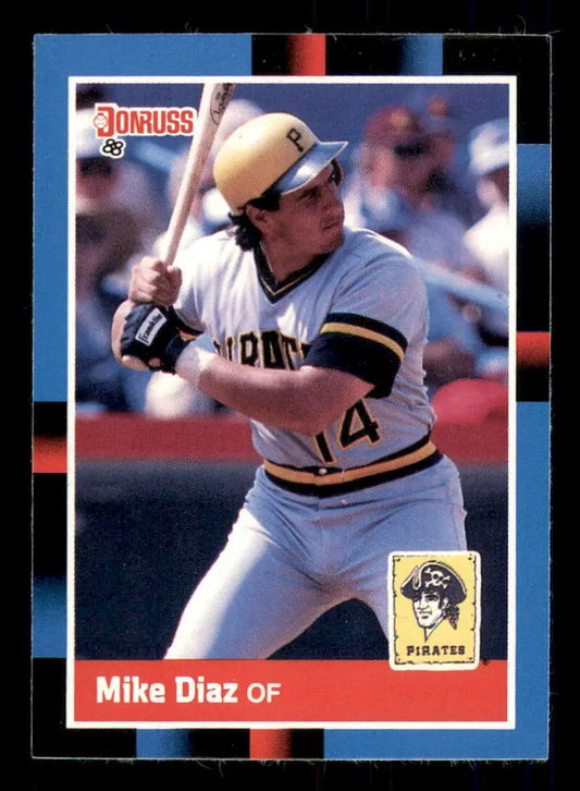 Pittsburgh Pirates 1988 Donruss #267 Mike Diaz baseball card in white and black uniform