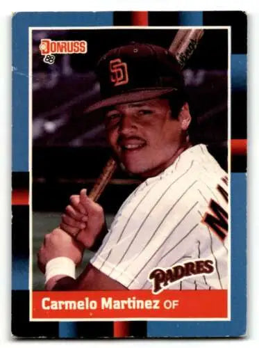 Carmelo Martinez San Diego Padres baseball card with original gloss from 1988 Donruss