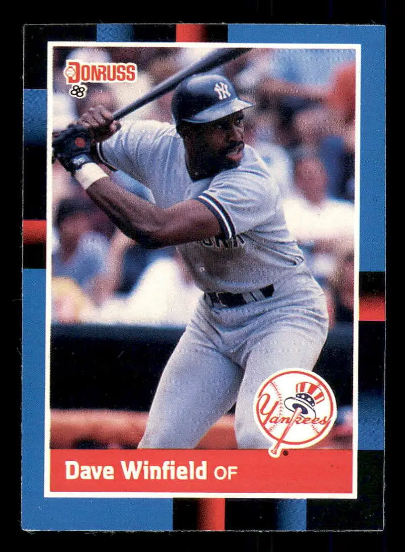 1988 Donruss Dave Winfield Baseball Card featuring New York Yankees player at bat