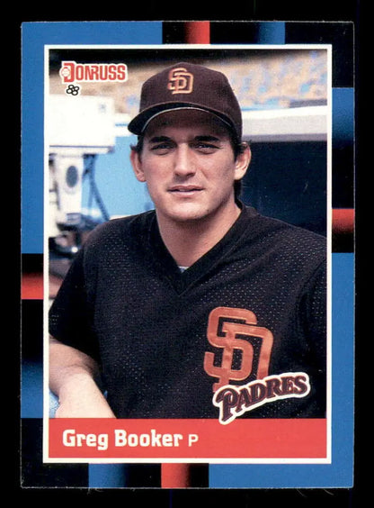 San Diego Padres 1988 Donruss #311 Greg Booker baseball card in black uniform