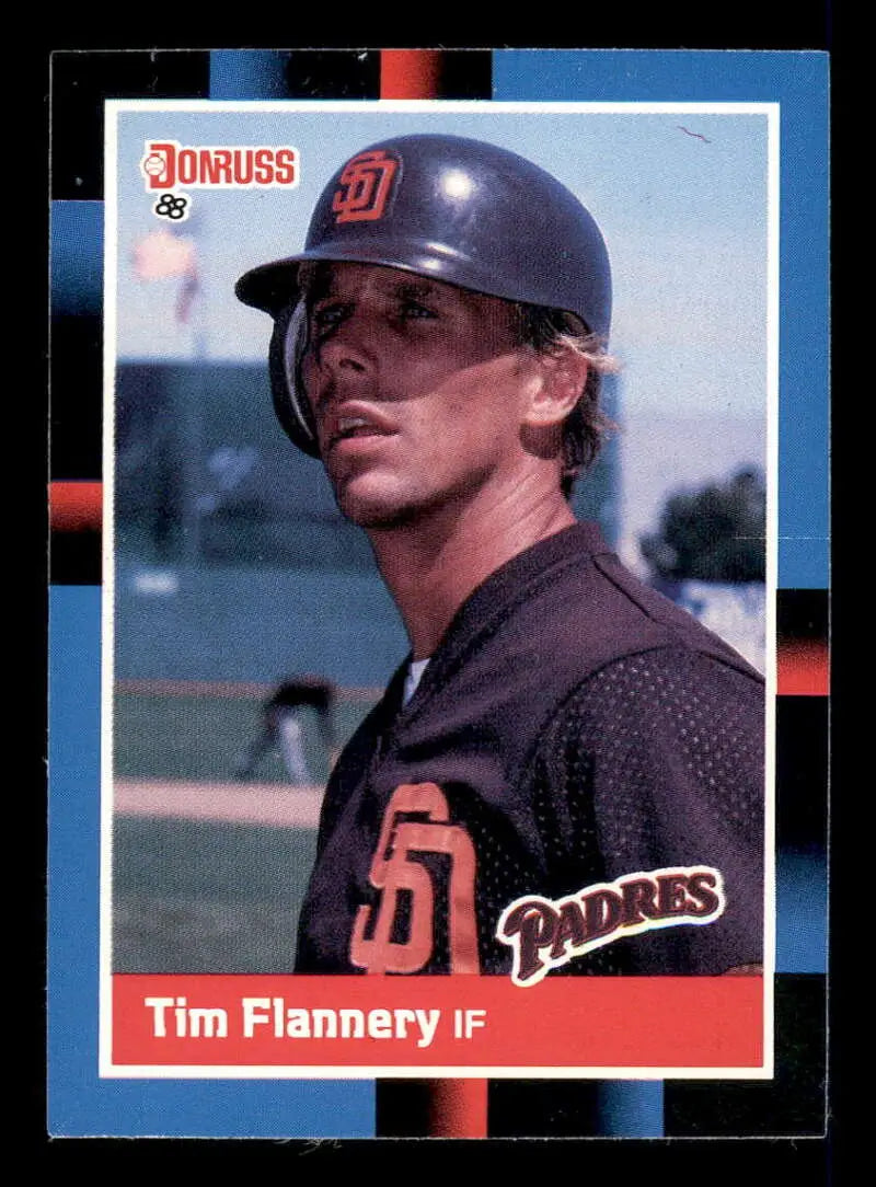 1988 Donruss #328 Tim Flannery Baseball Card featuring San Diego Padres player in helmet