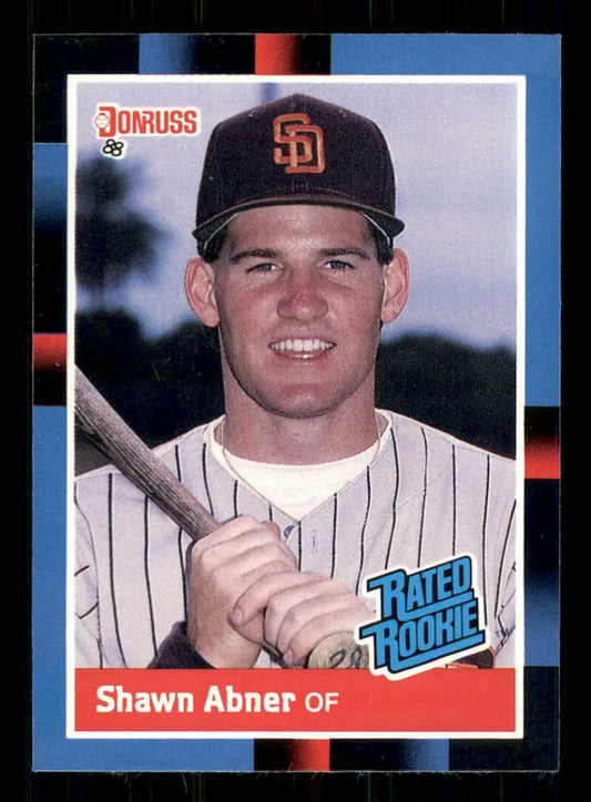 1988 Donruss Shawn Abner baseball card, San Diego Padres player in pinstripes