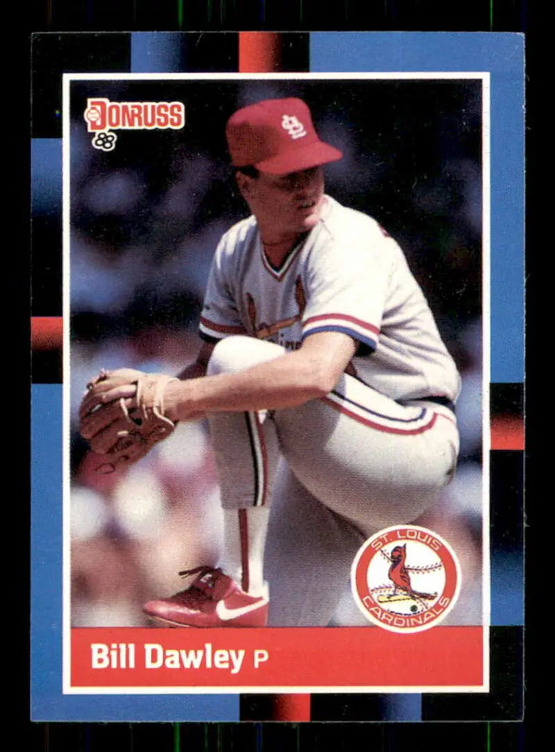 St. Louis Cardinals pitcher Bill Dawley in windup on 1988 Donruss baseball card