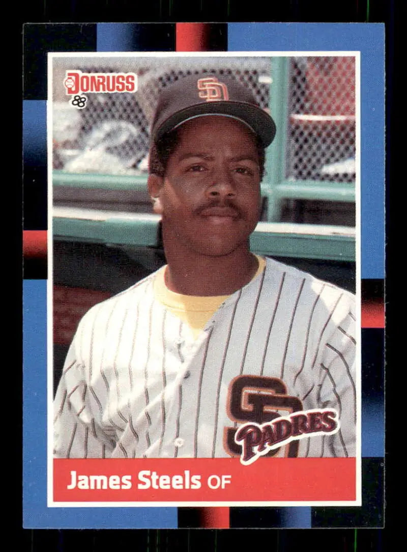 1988 Donruss #360 James Steels San Diego Padres baseball card in pinstriped uniform