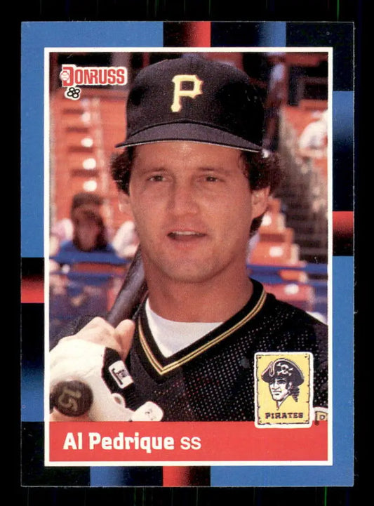 1988 Donruss #361 Al Pedrique Pittsburgh Pirates Baseball Card featuring player in black uniform