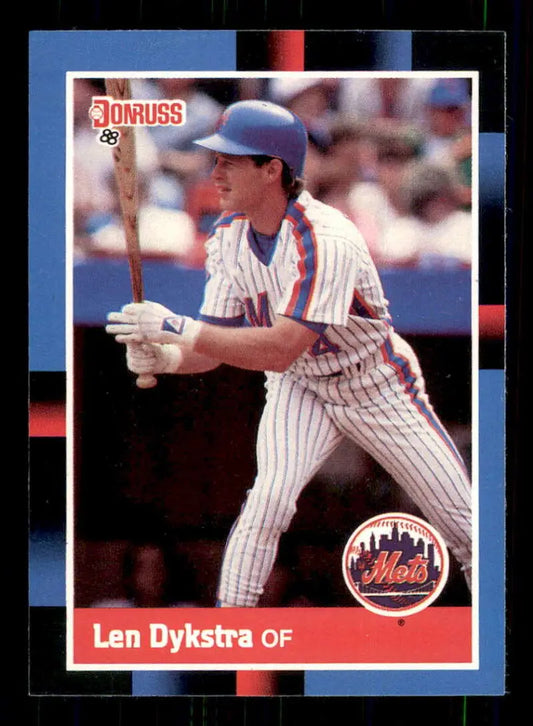 1988 Donruss baseball card featuring Lenny Dykstra of the New York Mets at bat