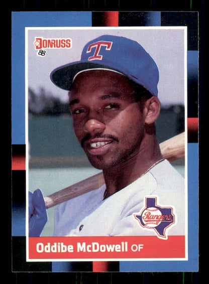 1988 Donruss #382 Oddibe McDowell Texas Rangers baseball card in blue cap