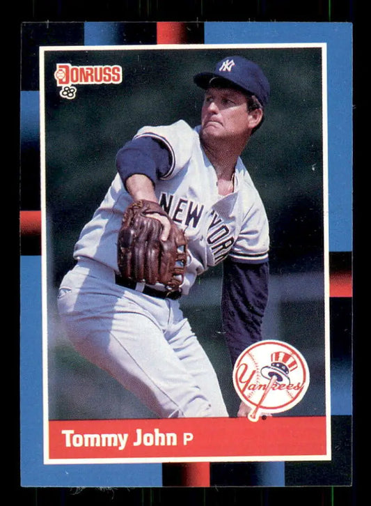 1988 Donruss #401 Tommy John pitching for the New York Yankees baseball card image