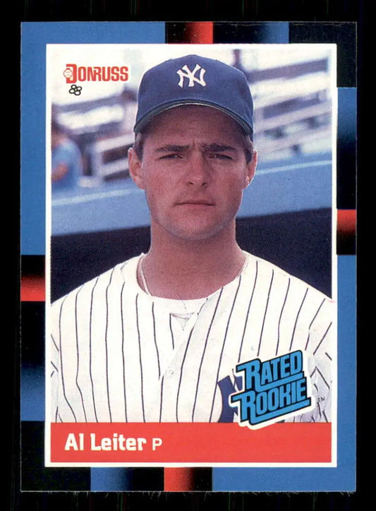 1988 Donruss #43 Al Leiter Rookie New York Yankees Baseball Card in pinstripes