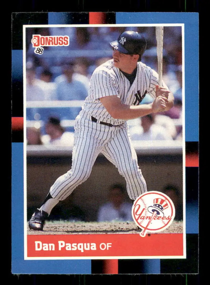 1988 Donruss #463 Dan Pasqua New York Yankees Baseball Card featuring player at bat