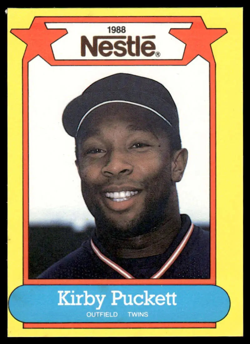 1986 Nestlé baseball card of Kirby Puckett, Minnesota Twins outfielder