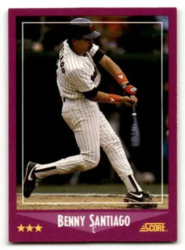 Benny Santiago baseball card from 1988 Score San Diego Padres with original gloss