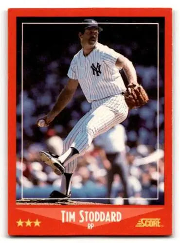 1988 Score Tim Stoddard baseball card featuring original gloss for Yankees baseball cards