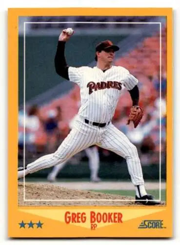 Greg Booker baseball card 1988 Score #447 with original gloss for San Diego Padres fans