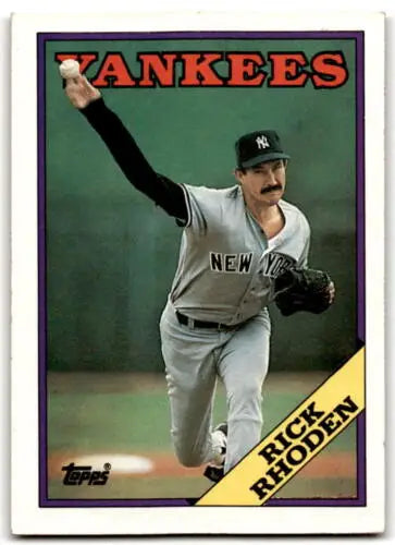 Baseball card featuring Rick Rhoden in original gloss, 1988 Topps #185 Yankees