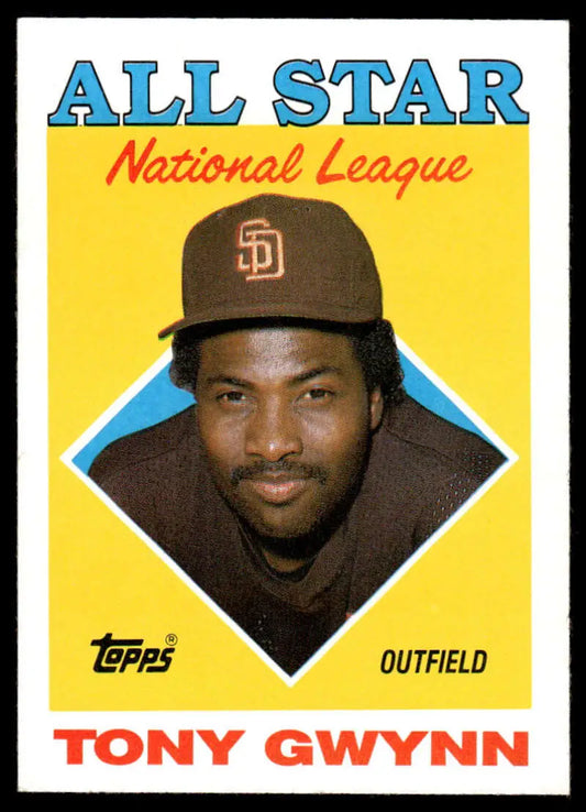 Baseball card of Tony Gwynn, San Diego Padres All-Star design by Topps