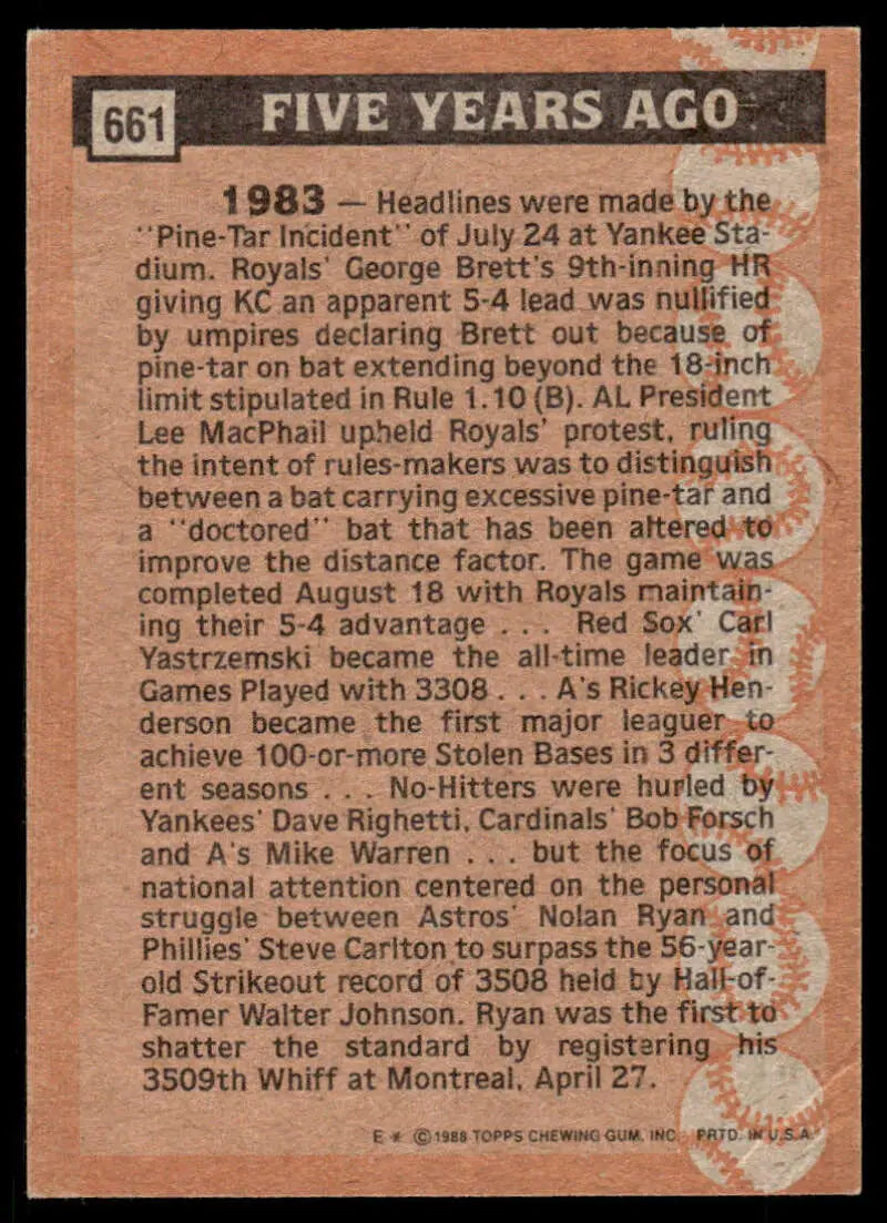 Newspaper clipping titled Five Years Ago covering Nolan Ryan and Houston Astros baseball events