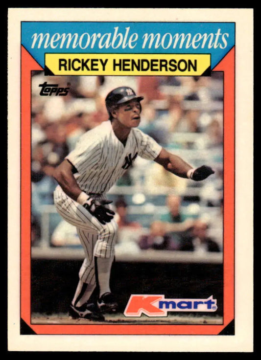 1988 Topps Kmart Memorable Moments baseball card of Rickey Henderson New York Yankees player