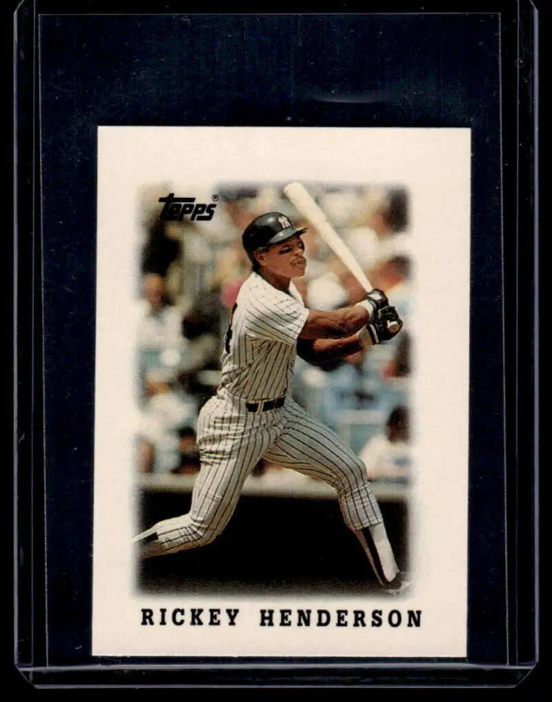 Rickey Henderson baseball card in pinstripes from Topps Major League Leaders Minis