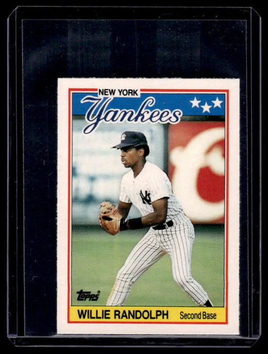 1988 Topps Minis #59 Willie Randolph New York Yankees second baseman in pinstripe uniform