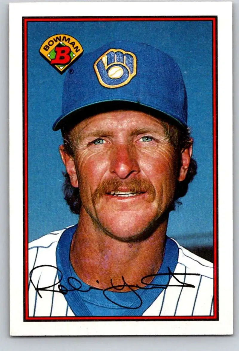 Baseball player Robin Yount in Milwaukee Brewers cap on a baseball card portrait