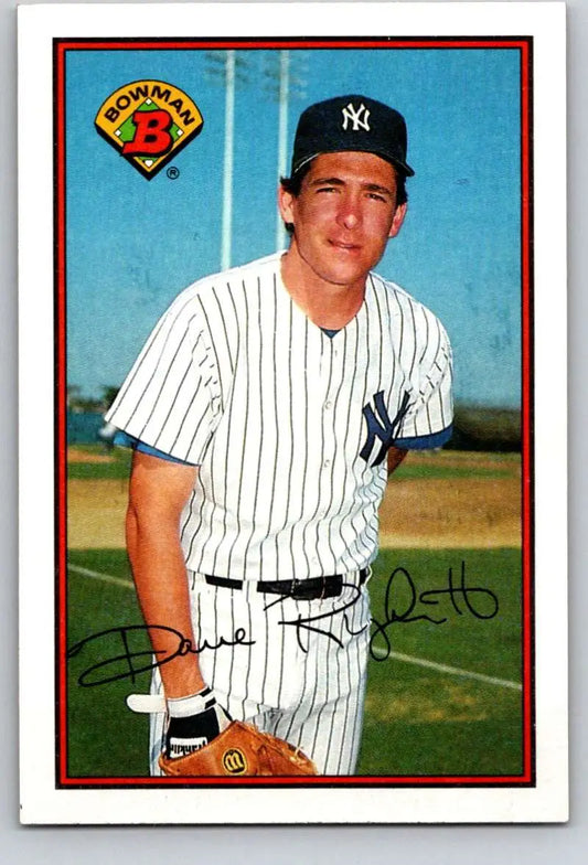 Baseball player in New York Yankees uniform for Dave Righetti baseball card