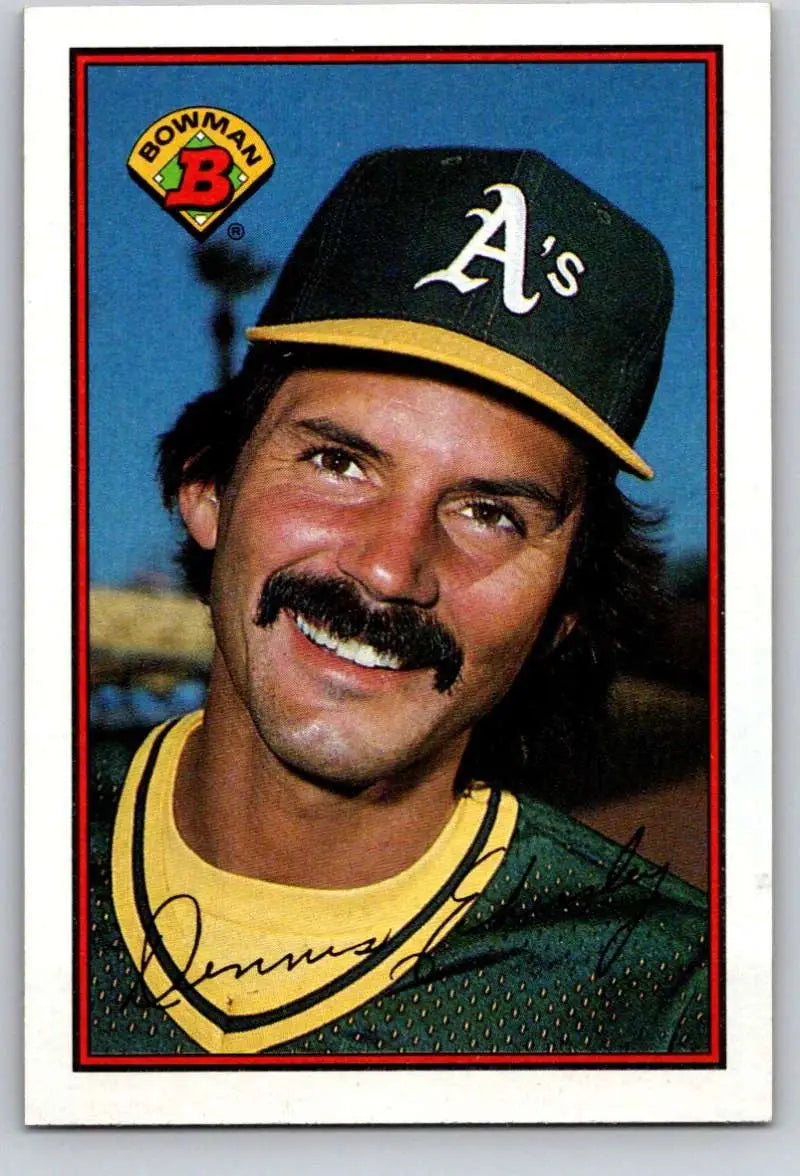 Dennis Eckersley in Oakland Athletics cap and uniform on 1989 Bowman baseball card