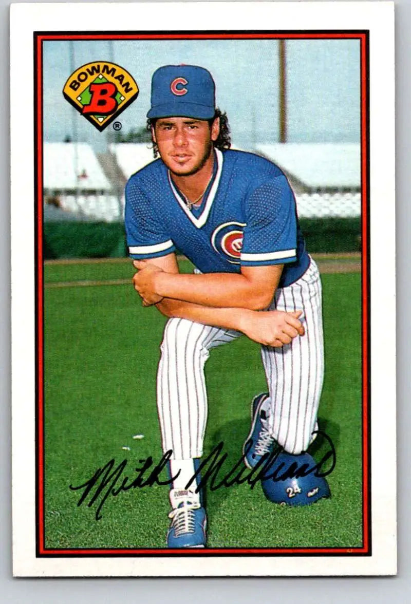 Mitch Williams kneeling in Chicago Cubs uniform on 1989 Bowman baseball card