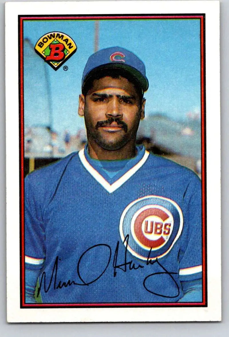 Chicago Cubs Baseball Card of Mike Harkey in blue uniform with team logo