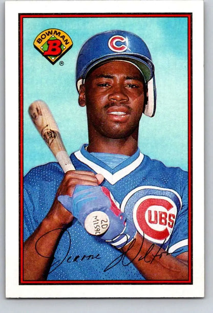 Jerome Walton Chicago Cubs baseball card with player in blue uniform holding bat