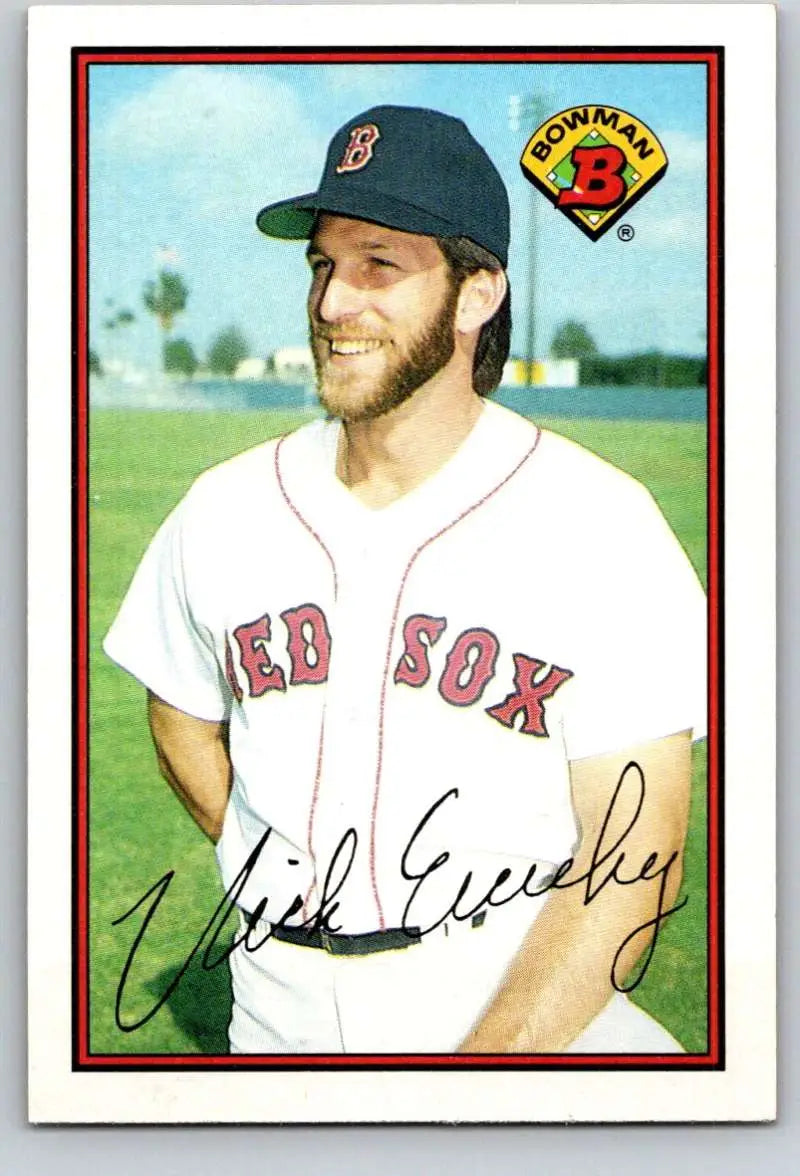 Nick Esasky smiling in Boston Red Sox uniform on a 1989 Bowman baseball card