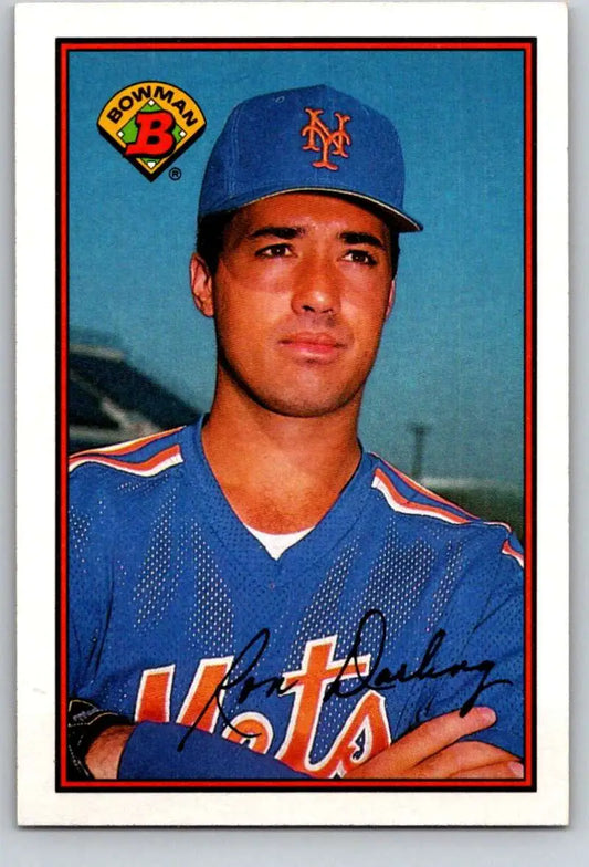 Baseball player Ron Darling in New York Mets uniform on 1989 Bowman baseball card