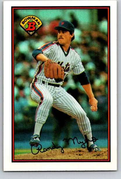 Randy Myers pitching in New York Mets uniform on 1989 Bowman baseball card