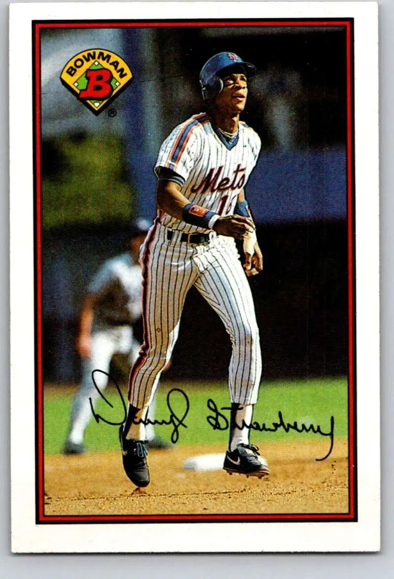 Darryl Strawberry New York Mets baseball card in pinstriped uniform from 1989 Bowman