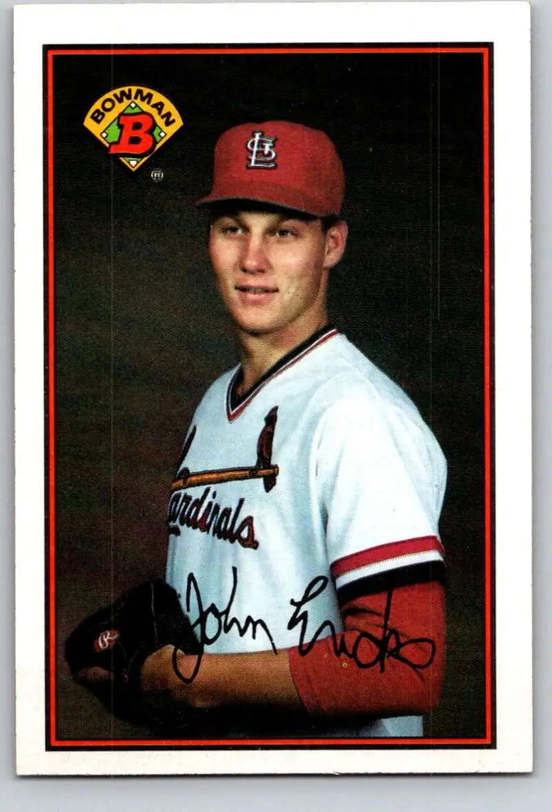 Baseball card of John Ericks in St. Louis Cardinals white and red uniform