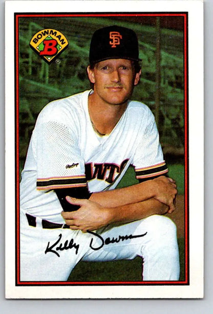 Baseball player in San Francisco Giants uniform on 1989 Bowman Kelly Downs card