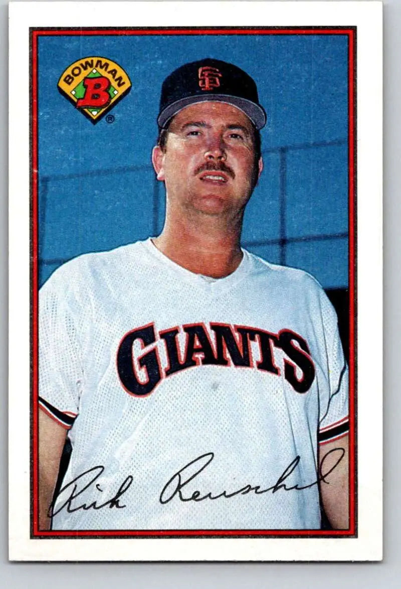 Baseball card of Rick Reuschel, San Francisco Giants player in white home jersey