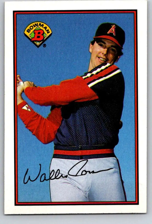 Wally Joyner California Angels baseball card with player posing holding a bat