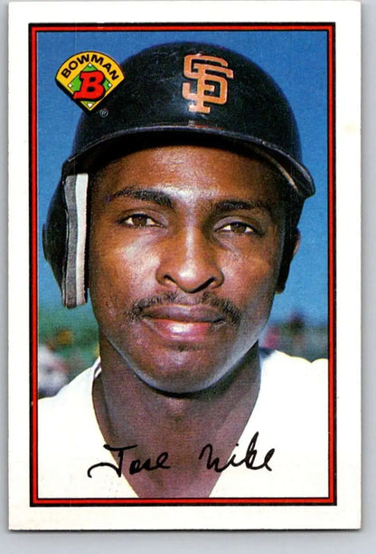 Baseball card of Jose Uribe from the San Francisco Giants with black SF cap