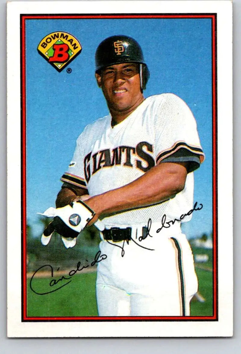 Baseball card of Candy Maldonado in San Francisco Giants home uniform 1989 Bowman #478