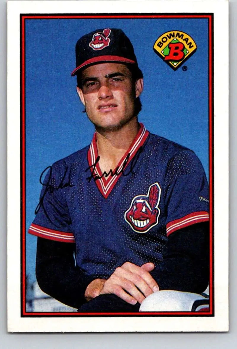 John Farrell Cleveland Indians baseball card in navy blue uniform with red trim