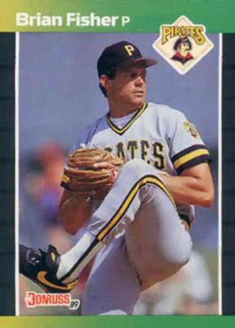 Brian Fisher in white uniform pitching for Pittsburgh Pirates baseball card