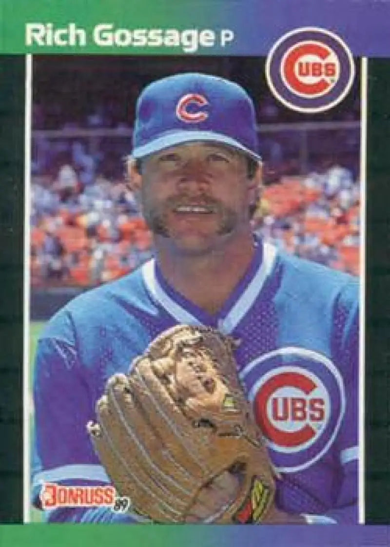 Rich Gossage Chicago Cubs baseball card in blue uniform with glove 1989 Donruss #158