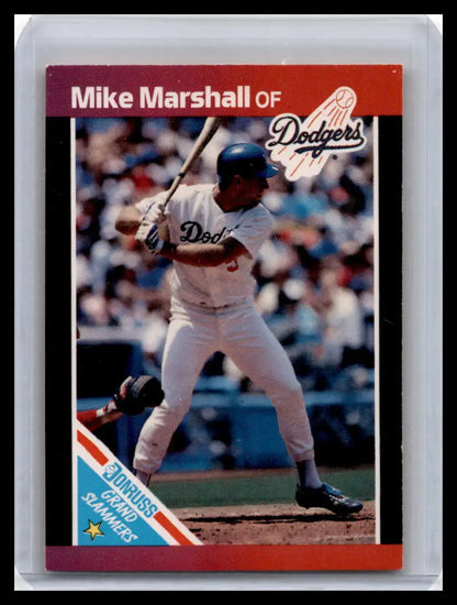 Mike Marshall Los Angeles Dodgers baseball card in batting stance wearing white uniform