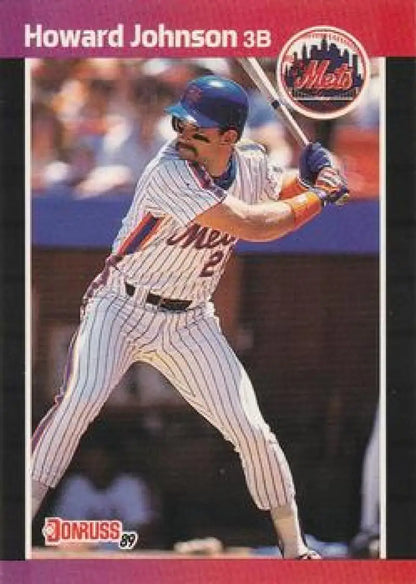 Howard Johnson at bat in New York Mets pinstriped uniform baseball card