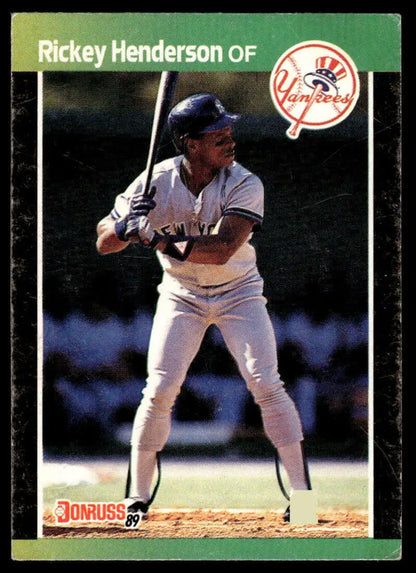 1989 Donruss #245 Rickey Henderson New York Yankees Baseball Card at bat