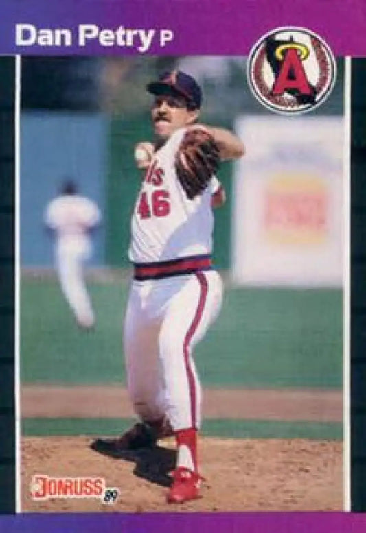 Dan Petry California Angels Baseball Card in white uniform with red trim, number 46