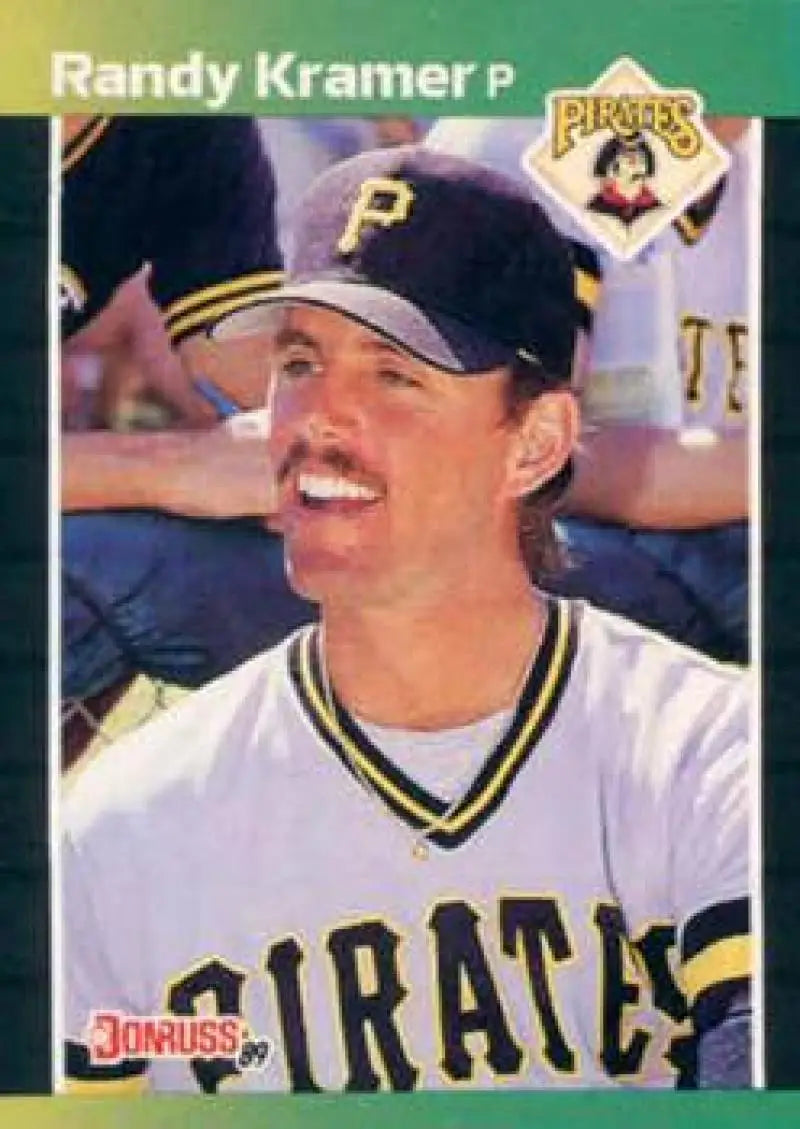 1989 Donruss Randy Kramer card featuring Pittsburgh Pirates player in black and gold uniform