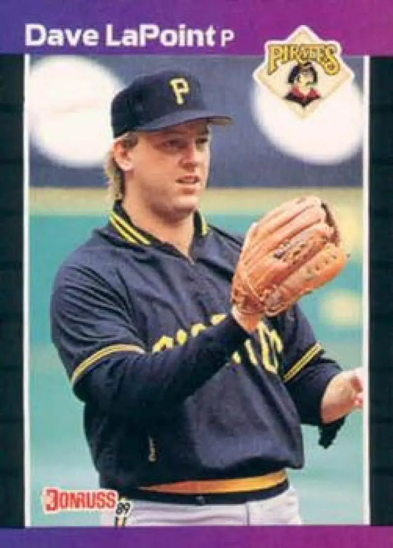 Dave LaPoint in navy uniform on 1989 Donruss Pittsburgh Pirates Baseball Card